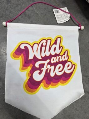 Wild and Free Retro Banner Wall Hanging - Pink, Yellow, Orange